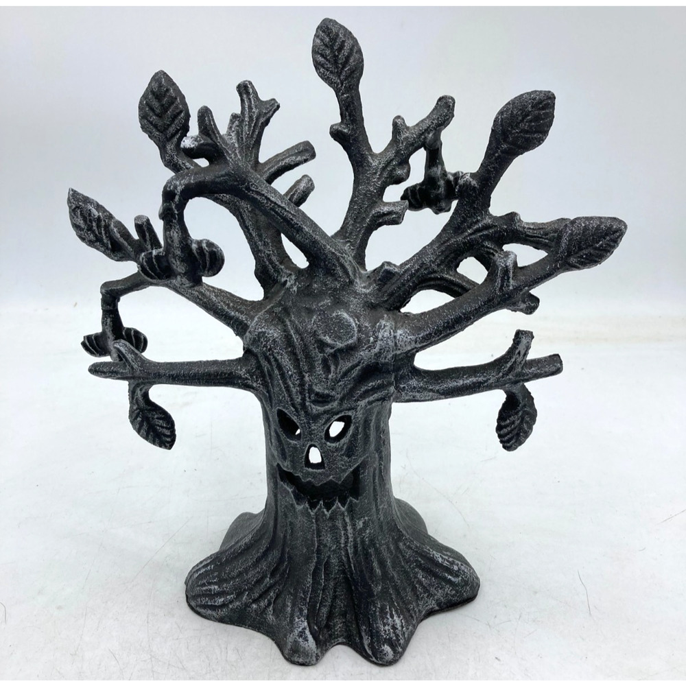Halloween Haunted Tree Monster Cast Iron Metal Tea Light Candle Holder Vintage